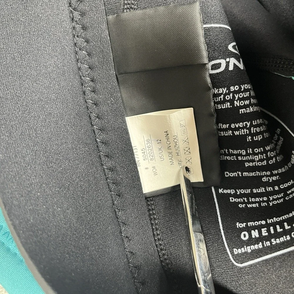 O'Neill Youth Reactor-2 2mm Back Zip Spring Wetsuit,‎ Size 12 Black/Aqua